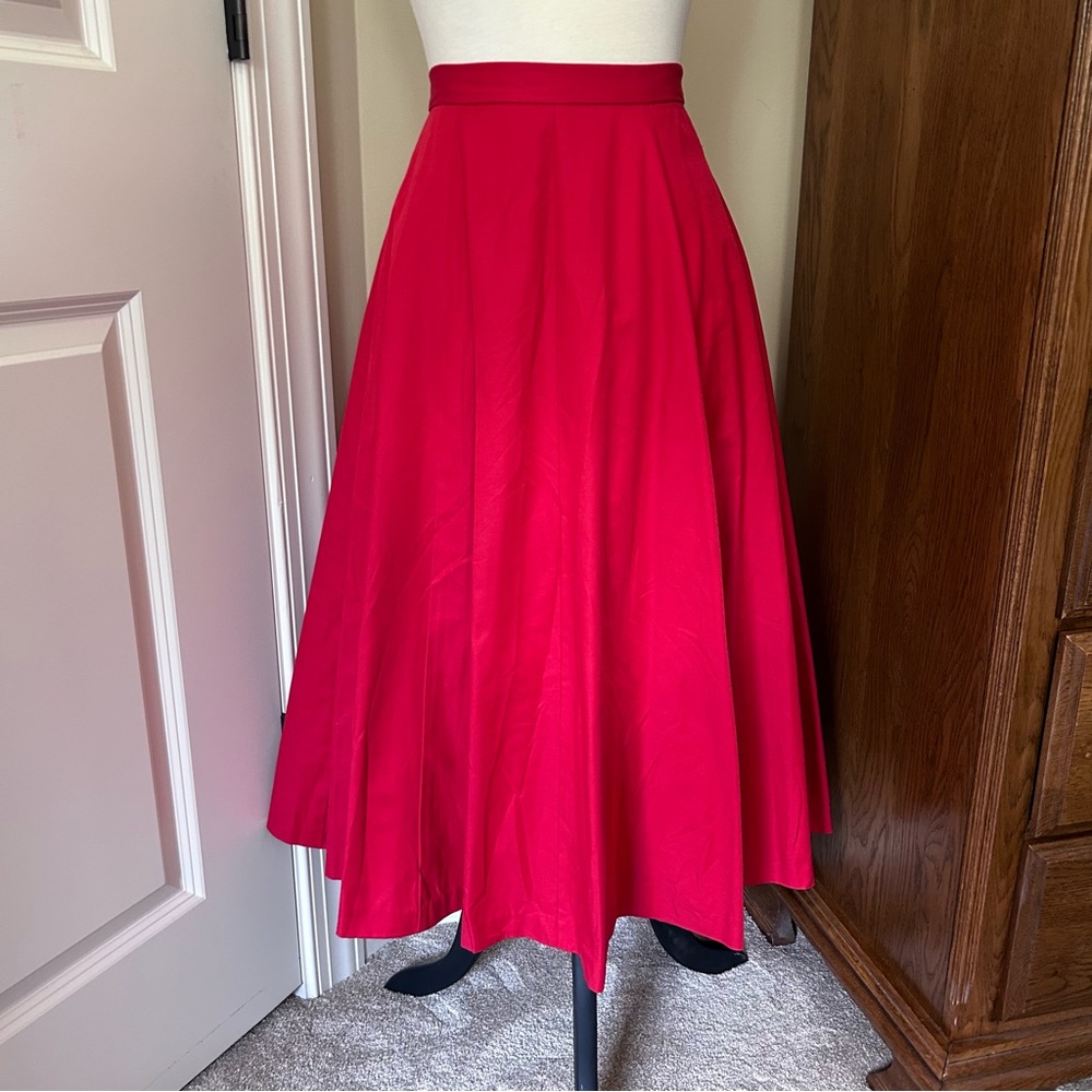 NWT Red A-Line Circle Skirt Midi Length